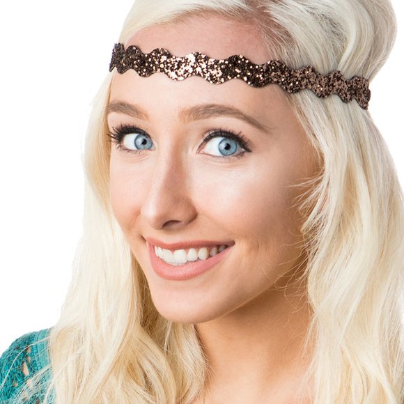 Hipsy Gift 10-pack Bling Glitter Adjustable No Slip Neutral Wave Headbands main image 6